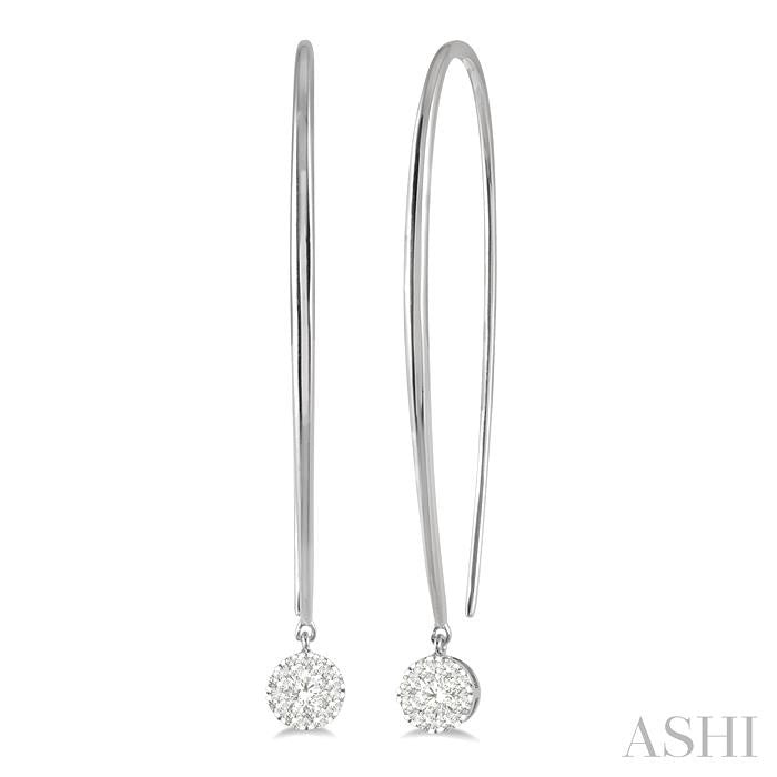 1/3 Ctw Round Dangler Lovebright Diamond Earring in 14K White Gold