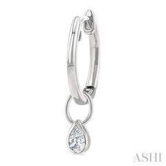 1/3 Ctw Bezel Set Pear Cut Diamond Huggie Earrings in 14K White Gold