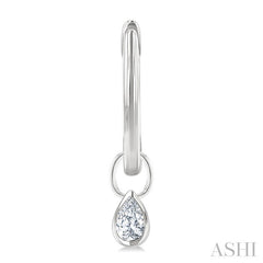 1/3 Ctw Bezel Set Pear Cut Diamond Huggie Earrings in 14K White Gold