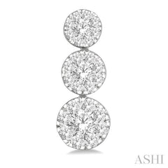 3/4 Ctw Hanging Triple Mount Lovebright Round Cut Diamond Earring in 14K White Gold