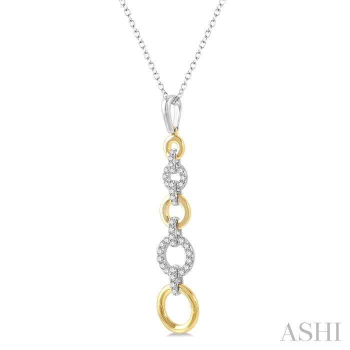 1/4 Ctw Round Cut Diamond Two Tone Ringlet Link Pendant With Chain in 14K White and Yellow Gold