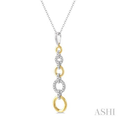 1/4 Ctw Round Cut Diamond Two Tone Ringlet Link Pendant With Chain in 14K White and Yellow Gold