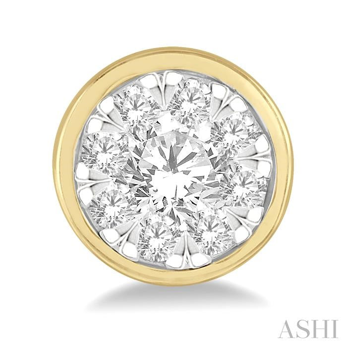 1/2 Ctw Lovebright Round Cut Diamond Stud Earrings in 14K Yellow and White Gold