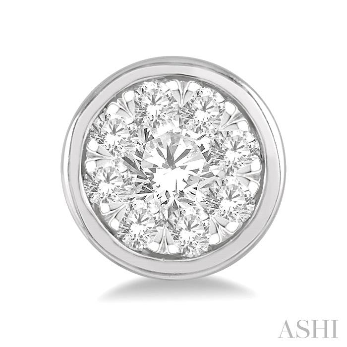 1/3 Ctw Lovebright Round Cut Diamond Bezel Stud Earring in 14K White Gold