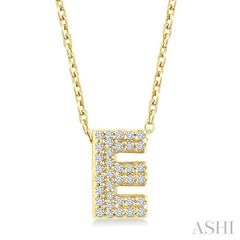 1/10 Ctw Bubble Accent Initial 'E' Round Cut Diamond Fashion Pendant With Chain in 10K Yellow Gold