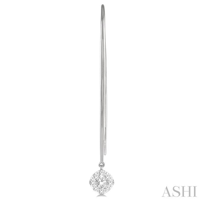 1/2 Ctw Cushion Shape Lovebright Round Cut Diamond Earring in 14K White Gold