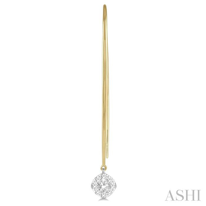 1/3 Ctw Cushion Shape Lovebright Round Cut Diamond Earring in 14K Yellow & White Gold