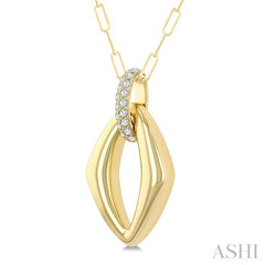 1/4 Ctw Open Window Marquise Shape Round Cut Diamond Fashion Pendant With Chain in 14K Yellow Gold