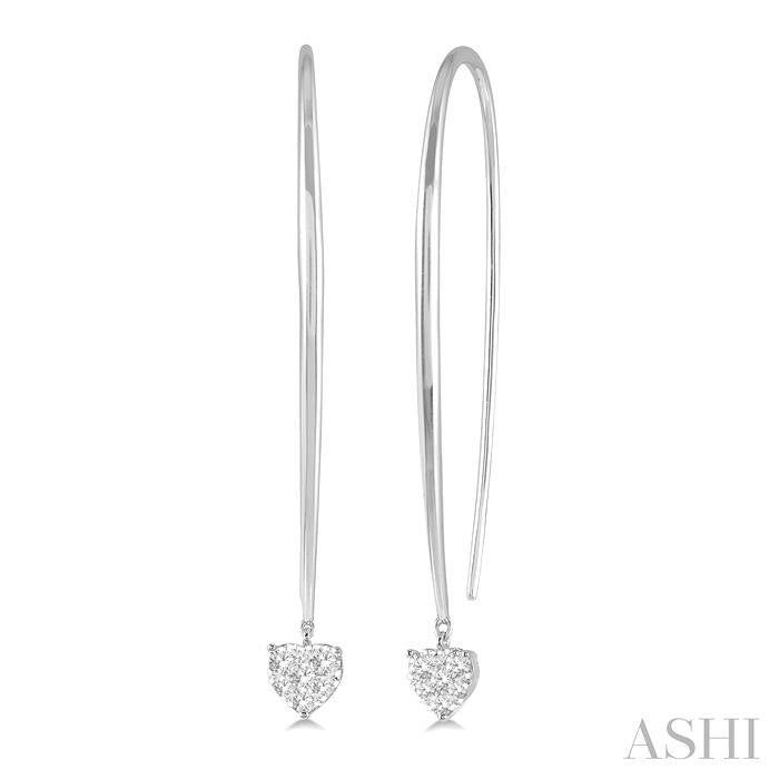 1/3 Ctw Heart Shape Lovebright Round Cut Diamond Earring in 14K White Gold