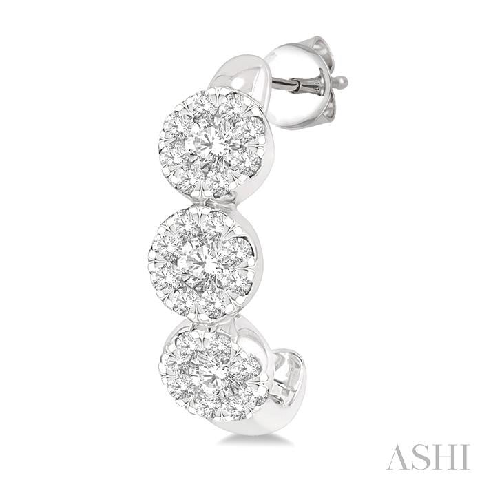 3/8 Ctw Lovebright Round Cut Diamond Half Hoop Earring in 14K White Gold