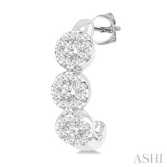 3/8 Ctw Lovebright Round Cut Diamond Half Hoop Earring in 14K White Gold