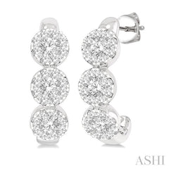 3/8 Ctw Lovebright Round Cut Diamond Half Hoop Earring in 14K White Gold
