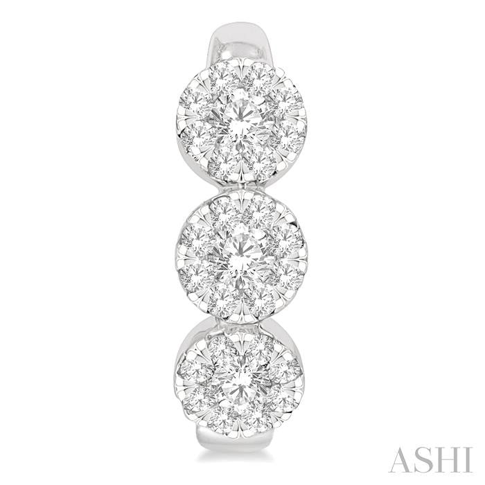 3/8 Ctw Lovebright Round Cut Diamond Half Hoop Earring in 14K White Gold