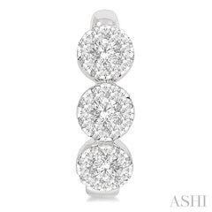 3/8 Ctw Lovebright Round Cut Diamond Half Hoop Earring in 14K White Gold
