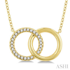 1/10 Ctw Interlocked Circle Round Cut Diamond Fashion Petite Pendant With Chain in 10K Yellow Gold