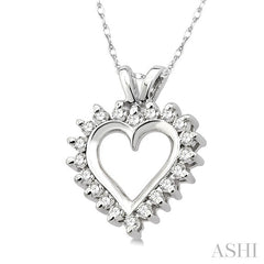 1/4 Ctw Round Diamond Heart Pendant in 10K White Gold with Chain