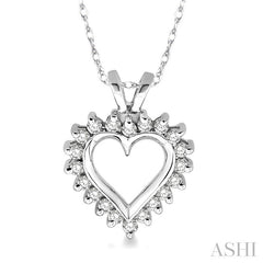1/4 Ctw Round Diamond Heart Pendant in 10K White Gold with Chain