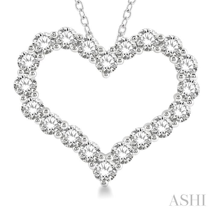 3 Ctw Heart Shape Round Cut Diamond Pendant With Chain in 14K White Gold