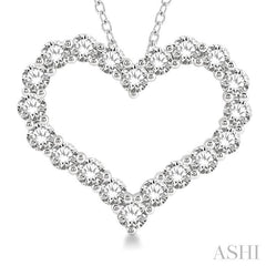3 Ctw Heart Shape Round Cut Diamond Pendant With Chain in 14K White Gold