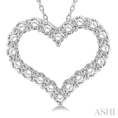 3/4 Ctw Heart Shape Round Cut Diamond Pendant With Chain in 14K White Gold