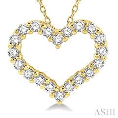 1/2 Ctw Heart Shape Round Cut Diamond Pendant With Chain in 14K Yellow Gold