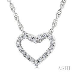 1/20 Ctw Heart Shape Round Cut Diamond Pendant With Chain in 10K White Gold