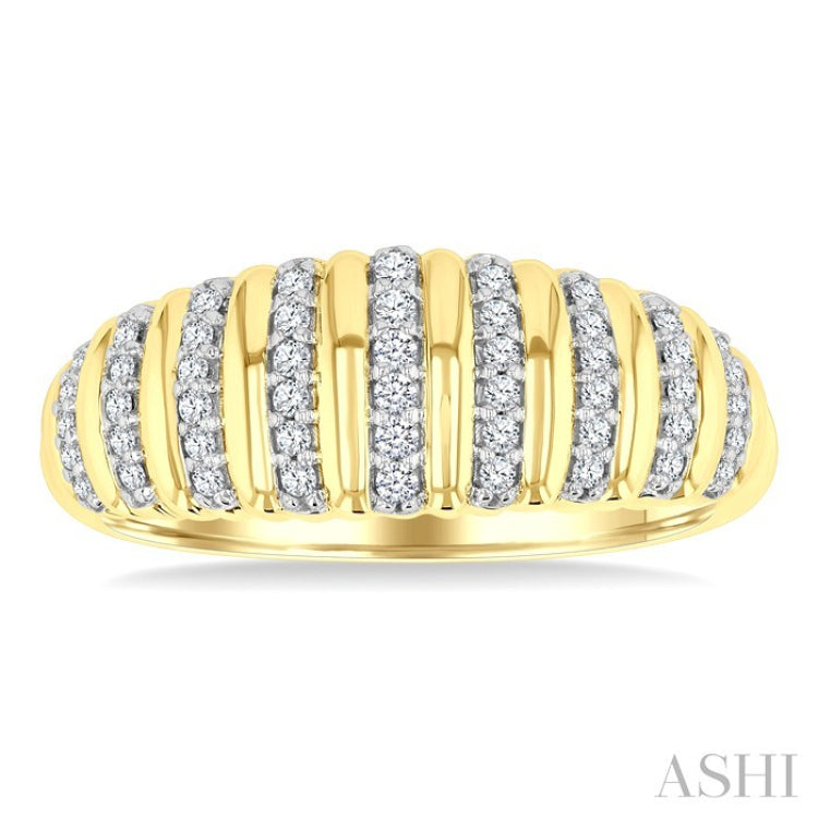1/5 Ctw Ribbed Dome Shape Round Cut Diamond Fashion Ring in 10K Yellow Gold