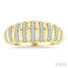 1/5 Ctw Ribbed Dome Shape Round Cut Diamond Fashion Ring in 10K Yellow Gold