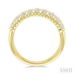 1/5 Ctw Ribbed Dome Shape Round Cut Diamond Fashion Ring in 10K Yellow Gold