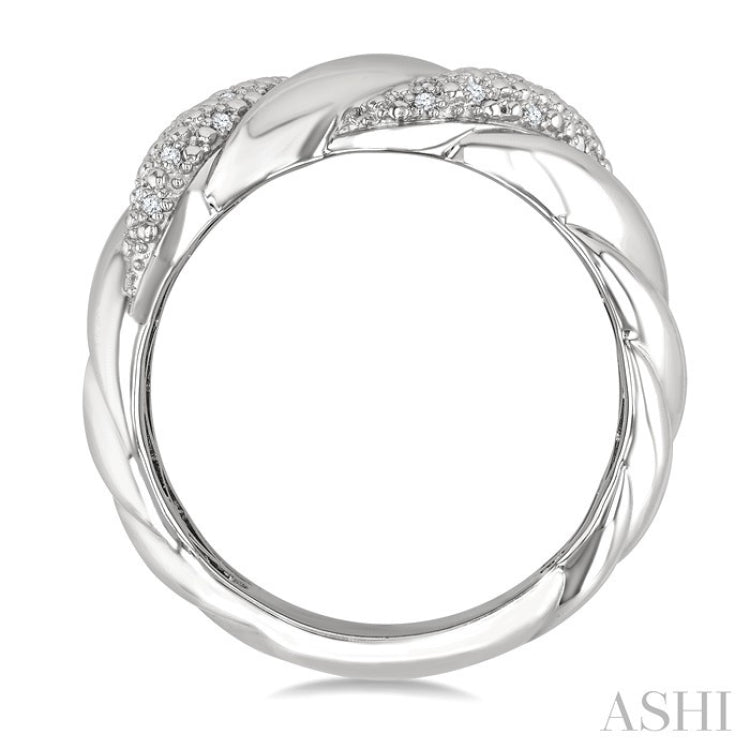 1/10 Ctw Bold Ribbed Swirl Round Cut Diamond Bold Fashion Band in Sterling Silver