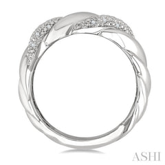 1/10 Ctw Bold Ribbed Swirl Round Cut Diamond Bold Fashion Band in Sterling Silver