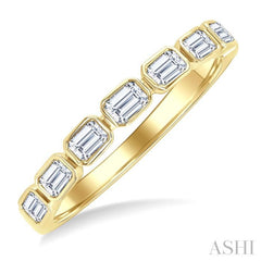 3/4 Ctw East-West Emerald Cut Bezel Diamond Fashion Band in 14K Yellow Gold