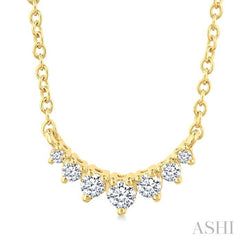 1/8 Ctw Graduated Diamond Smile Petite Necklace in 10K Yellow Gold