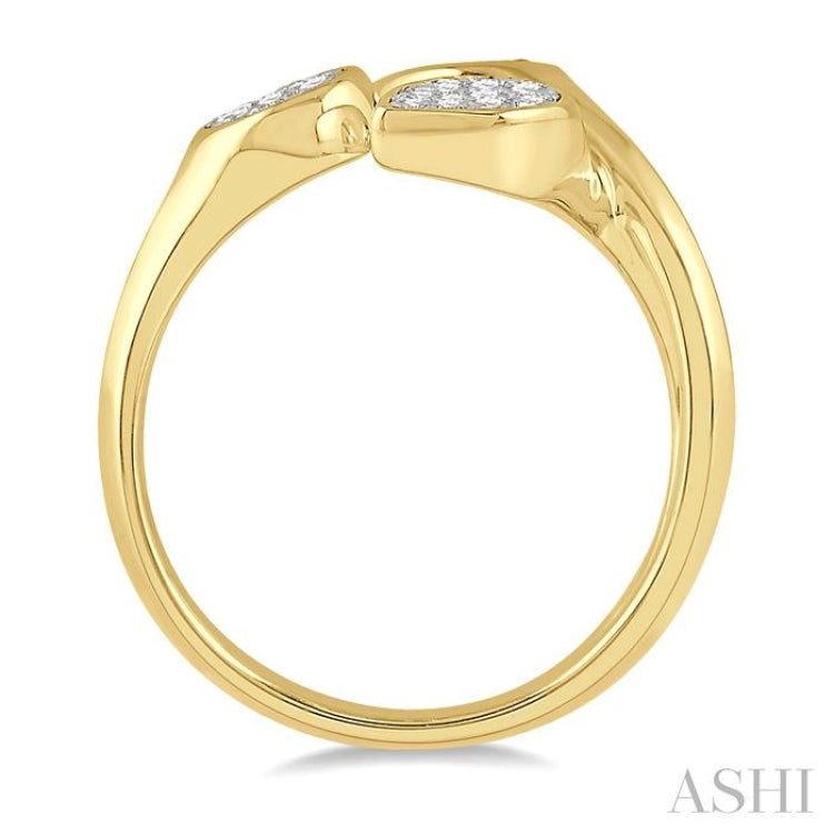 1/3 Ctw Lovebright Open Center Mixed Shape Mounts Round Cut Diamond Fashion Ring in 10K Yellow and White Gold