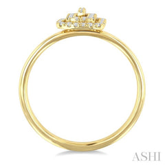 1/6 Ctw Double Halo Emerald Shape Petite Round Cut Diamond Fashion Ring in 10K Yellow Gold