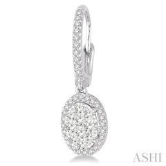 2 Ctw Oval Shape Diamond Lovebright Earrings in 14K White Gold