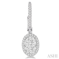 2 Ctw Oval Shape Diamond Lovebright Earrings in 14K White Gold