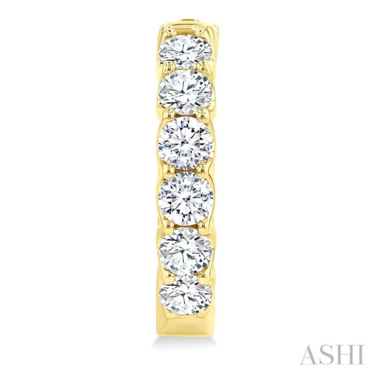 3 Ctw Inside-Out Embellished Round Cut Diamond Hoop Earrings in 14K Yellow Gold