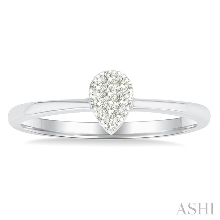 1/10 Ctw Lovebright Petite Pear Shape Round Cut Diamond Fashion Ring in 10K Yellow and White Gold