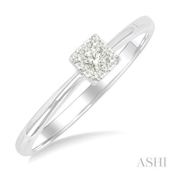 1/10 Ctw Lovebright Petite Square Shape Round Cut Diamond Fashion Ring in 10K Yellow and White Gold