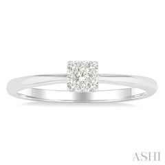 1/10 Ctw Lovebright Petite Square Shape Round Cut Diamond Fashion Ring in 10K Yellow and White Gold