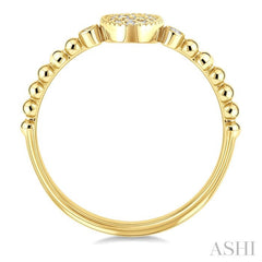 1/8 Ctw Petite Bead Shank Oval Center Round Cut Diamond Fashion Ring in 10K Yellow Gold