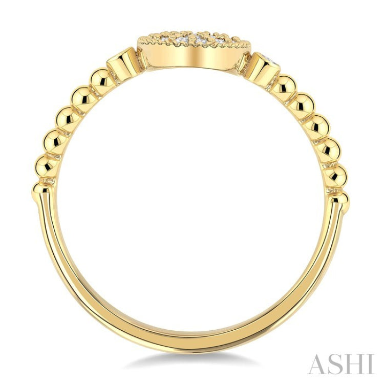 1/8 Ctw Petite Bead Shank Circular Center Round Cut Diamond Fashion Ring in 10K Yellow Gold