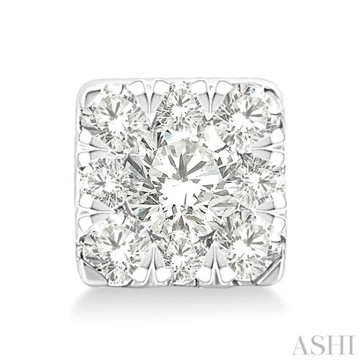 1/6 Ctw Lovebright Petite Square Shape Round Cut Diamond Fashion Stud Earring in 10K Yellow and White Gold
