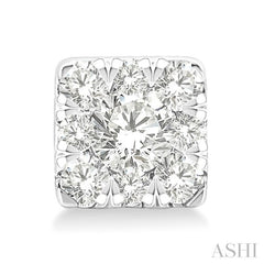 1/6 Ctw Lovebright Petite Square Shape Round Cut Diamond Fashion Stud Earring in 10K Yellow and White Gold