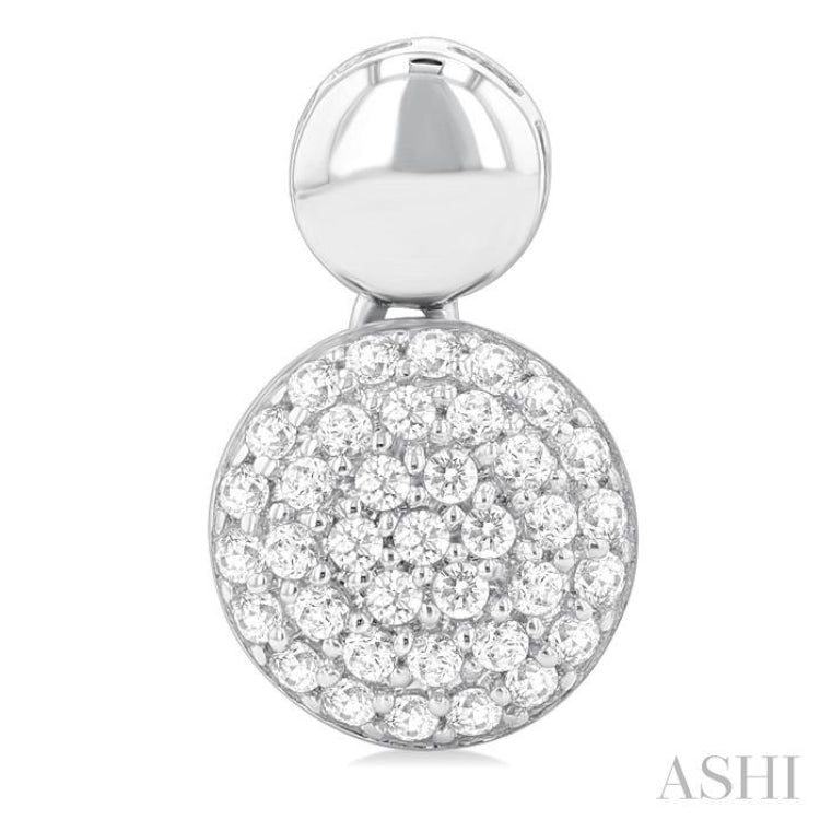 1/3 Ctw Circular Mount Pave Set Round Cut Diamond Fashion Earring in 10K White Gold