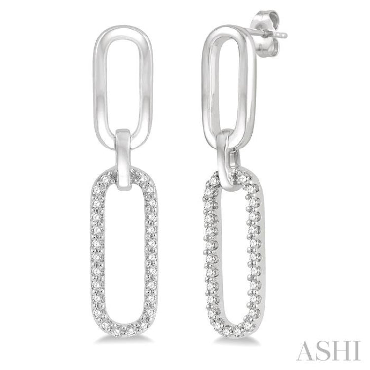 1/6 Ctw Round Cut Diamond Paperclip Earring in 14K White Gold