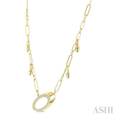 5/8 Ctw Paperclip Link Round Cut Diamond Fashion Necklace in 14K Yellow Gold