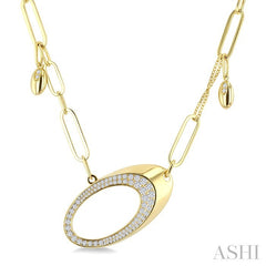 5/8 Ctw Paperclip Link Round Cut Diamond Fashion Necklace in 14K Yellow Gold