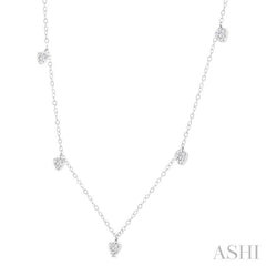 1/3 Ctw Lovebright Heart Motif Round Cut Diamond Station Necklace in 14K White Gold